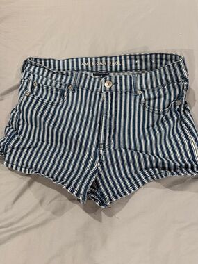 American Eagle Outfitters Navy & White Striped Denim Shorts